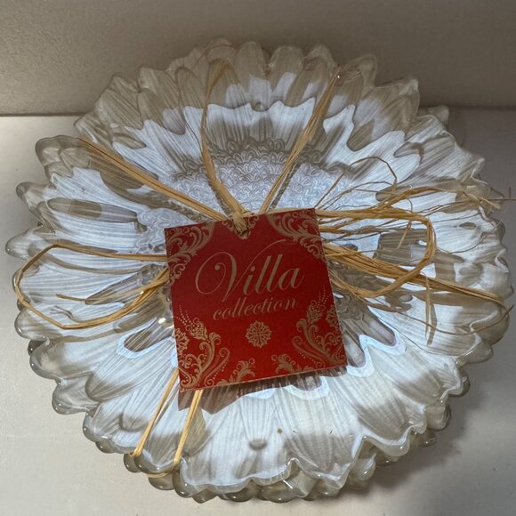 Sunflower Shape Plate Set Glass Glazed Cream Made in Turkey Villa Collection - Picture 11 of 13